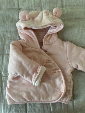 Baby Pink Hooded Jacket with bear Ear Details